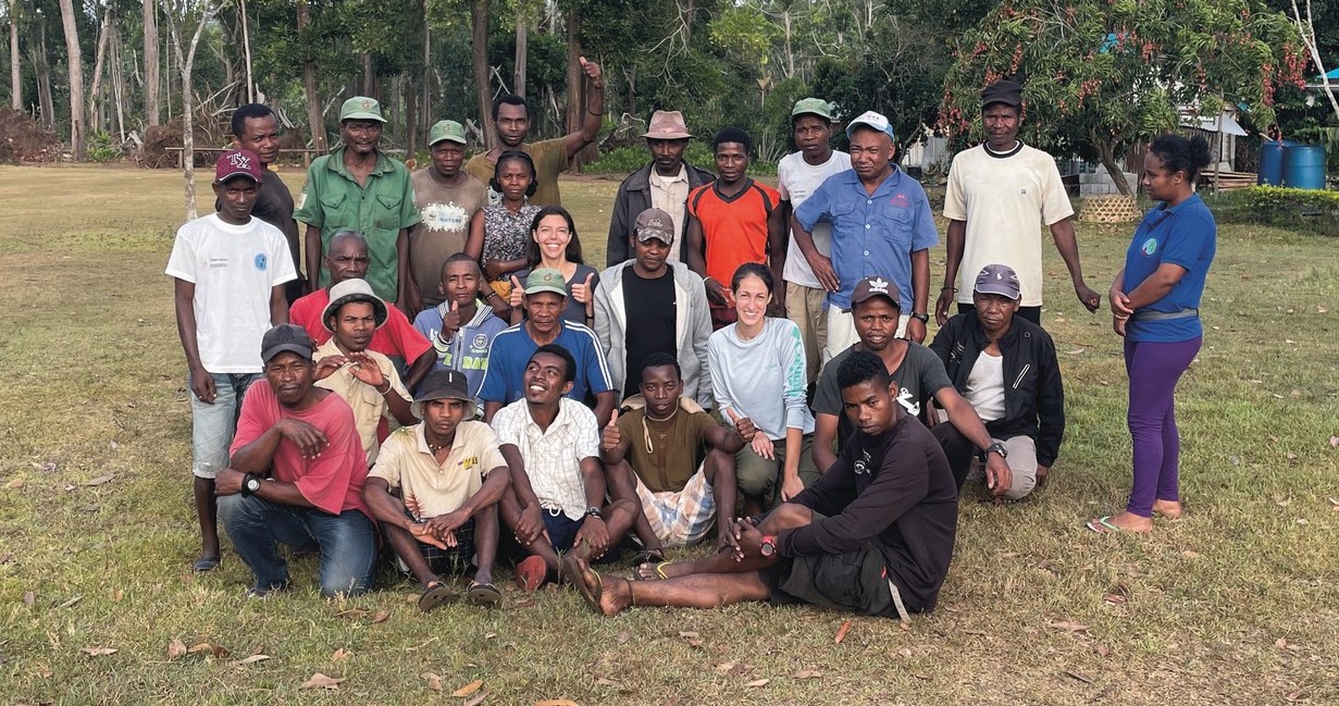 Elise Paietta, middle row, fourth from right, worked at Manombo Special Reserve with a research team including local field guides, technicians from Centre ValBio, and a conservation genomics scientist from Zoo New England.