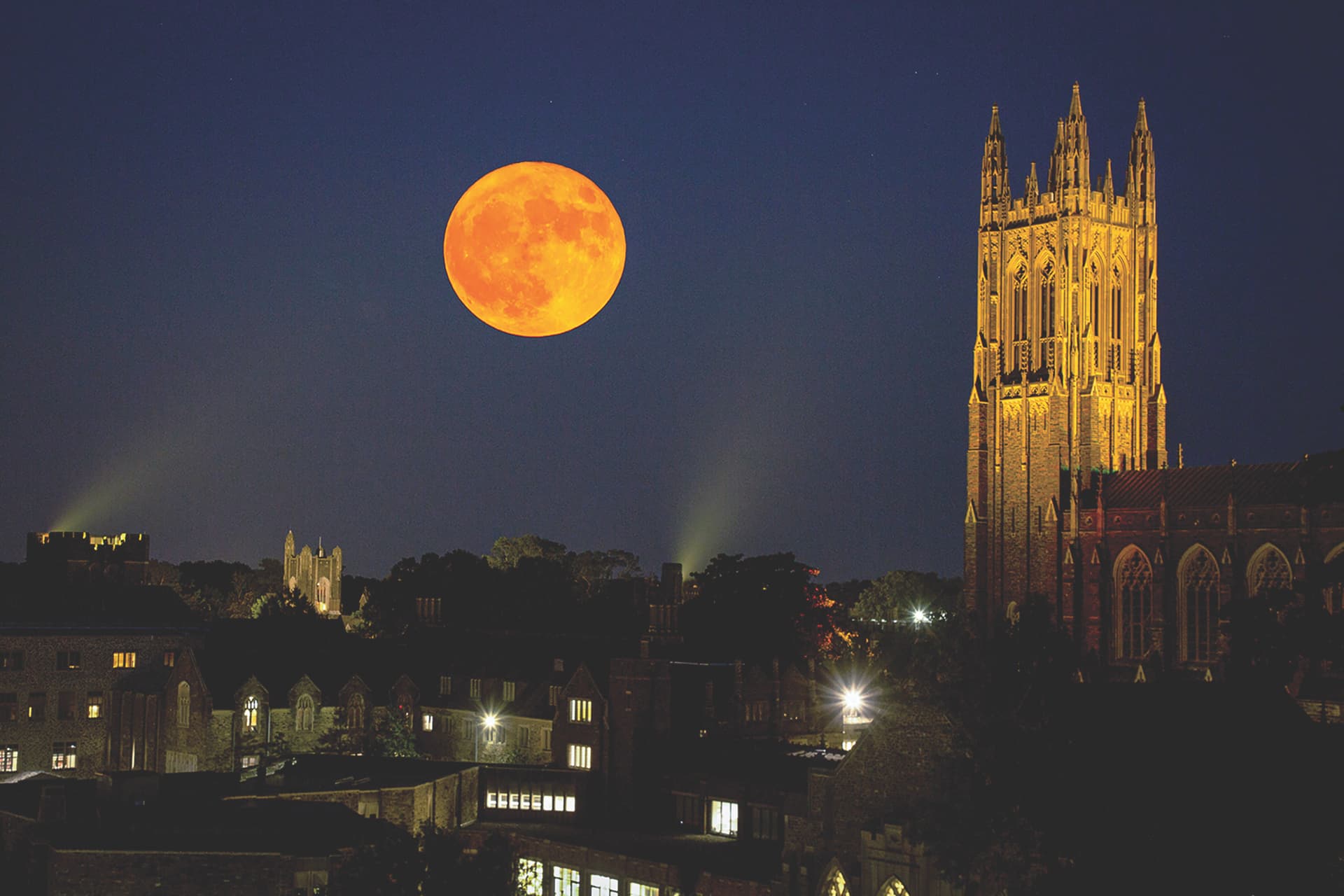 An August super moon shines over our super school, a mere 222,158 miles below Photo by Chris Hildreth