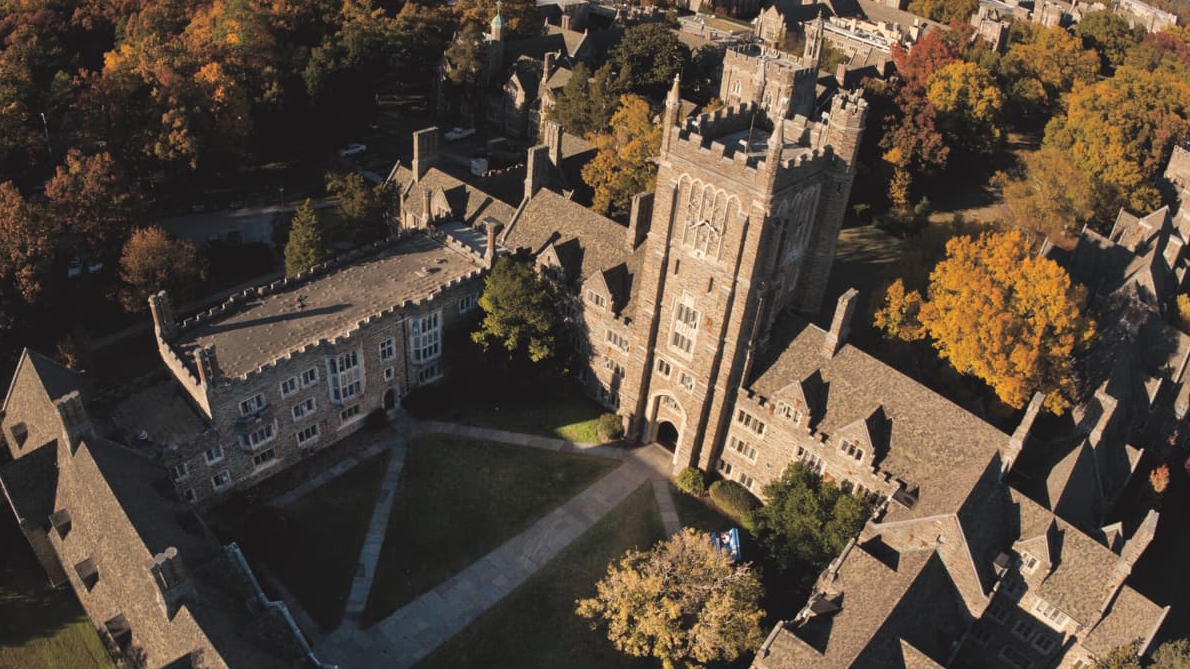 Aerial view of Duke University campus