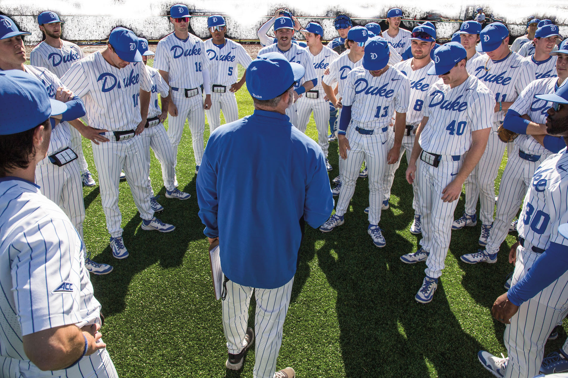 Coach Chris Pollard with Duke baseball team