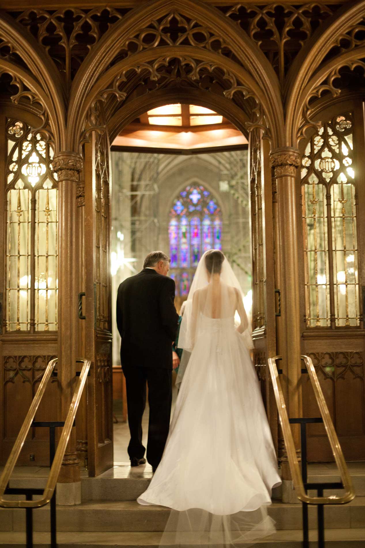 Bride entering Duke Chapel