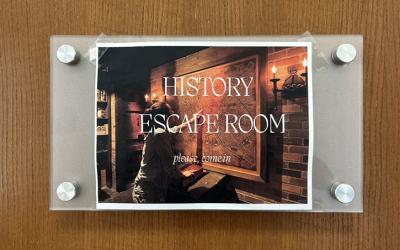 History Escape Room sign on classroom door