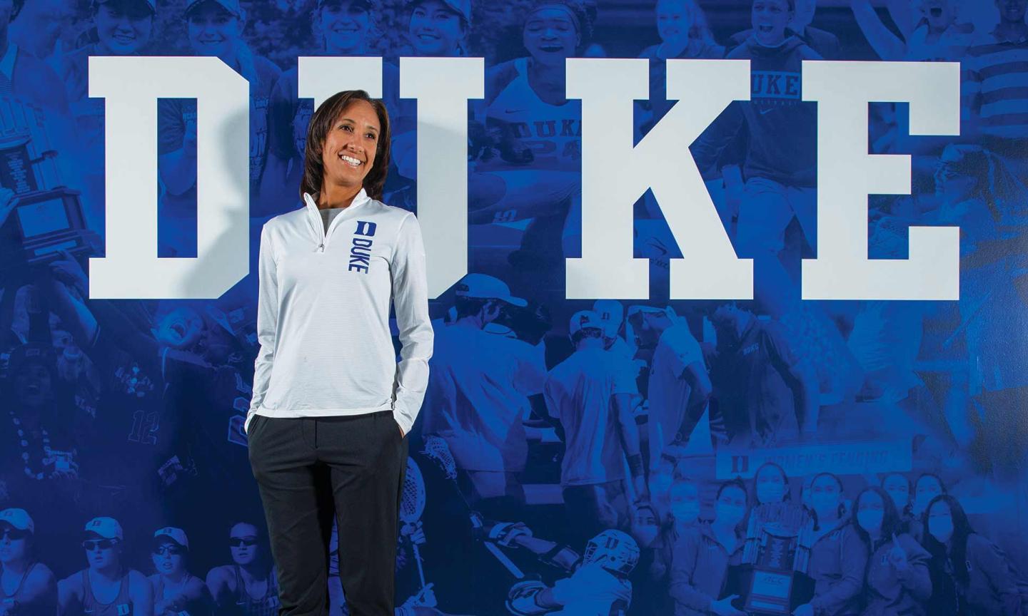 Just outside King’s office stretches a mural collaging moments in Duke Athletics history.