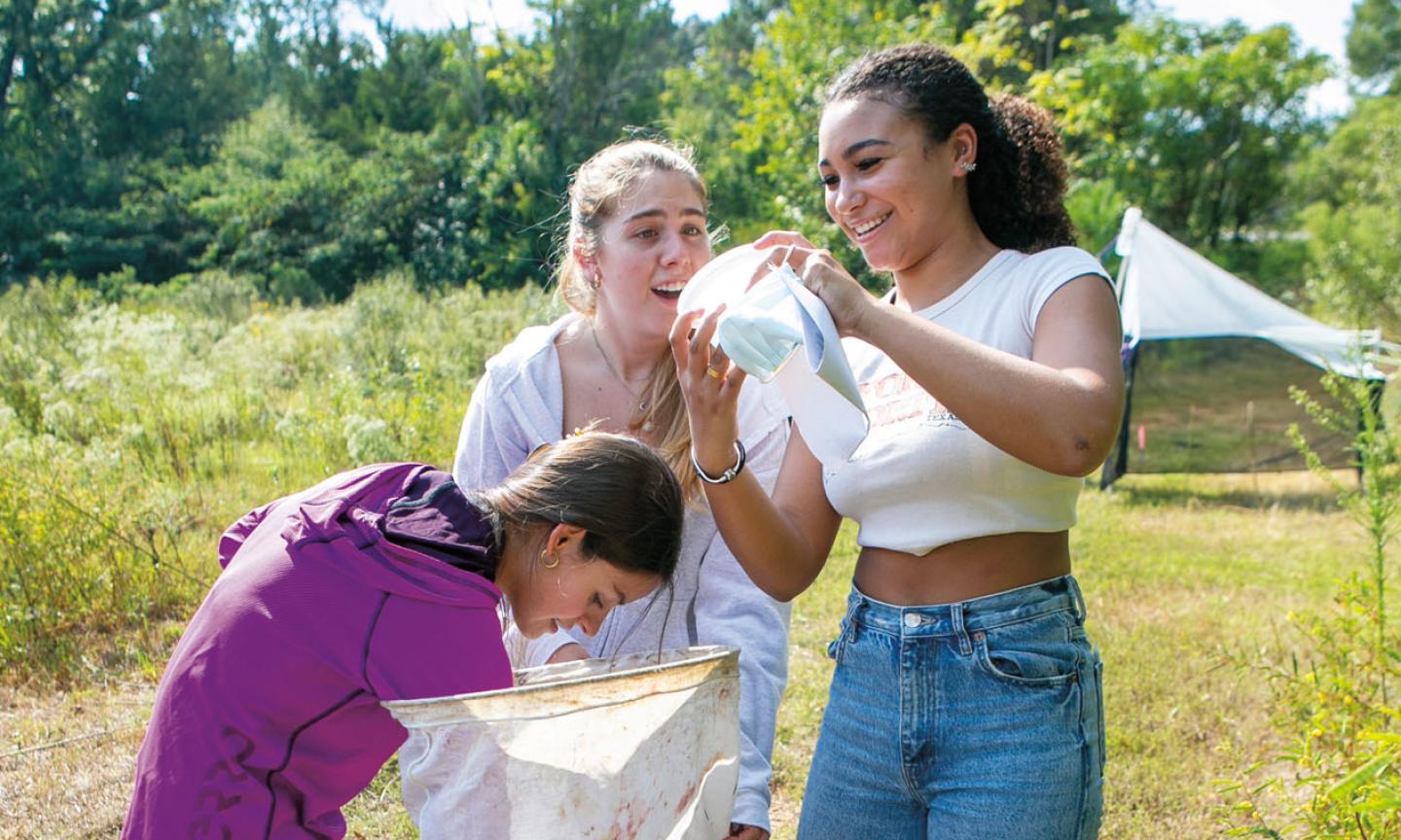 Students working outdoors
