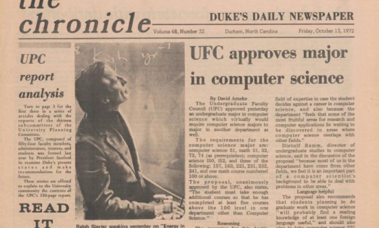 The Chronicle announced the creation of Duke’s Computer Science major in 1972. 
