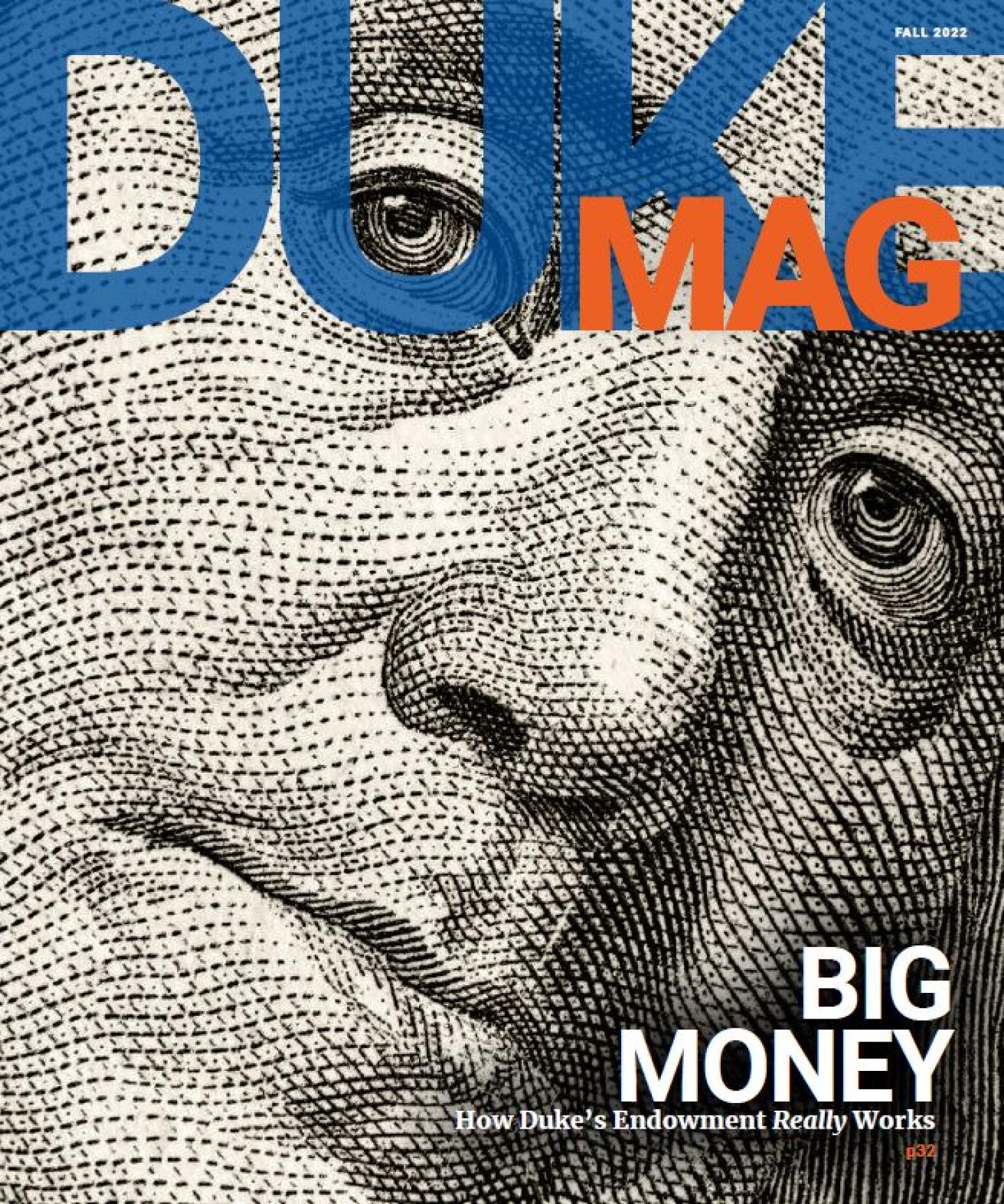 Duke Magazine Fall Cover Benjamin Franklin $100 bill portrait
