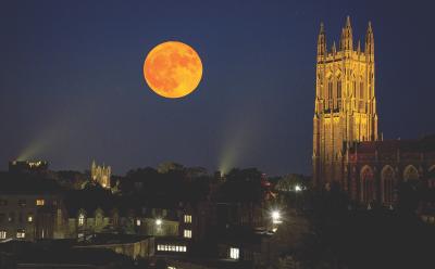 An August super moon shines over our super school, a mere 222,158 miles belowJennifer Greybe
